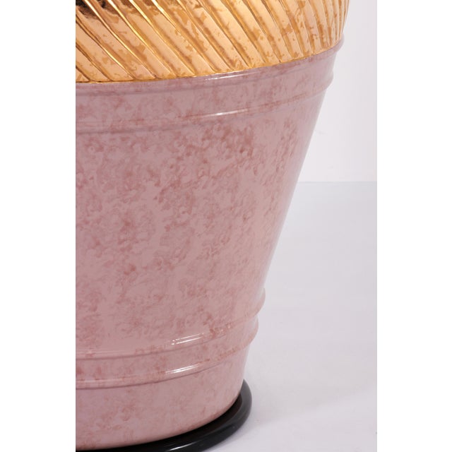 Green Large Vintage Italian Porcelain Lamp with Gold Detail, 1970s For Sale - Image 8 of 18