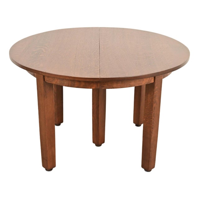 L. & J. G. Stickley Antique Mission Oak Arts & Crafts Extension Dining Table, Newly Refinished For Sale