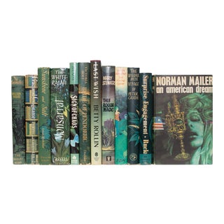 Vintage Tropical Teal Dust Jacket Book Set- 12 Pieces For Sale