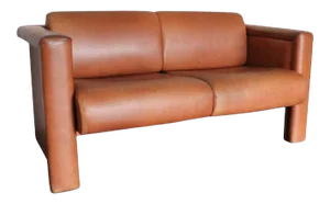 1980s Trix & Robert Haussmann for Knoll Tan Brown Saddle 2-Seat Sofa