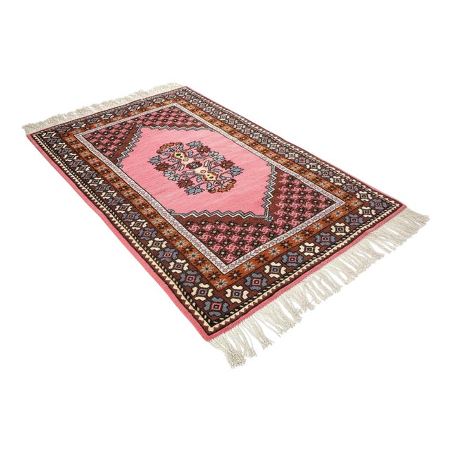 Vintage Hand-Knotted Wool Rug For Sale