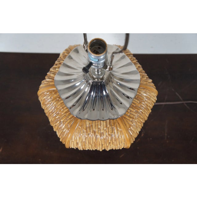 Late 20th Century Chinoiserie Mirrored Porcelain Thatched Pagoda Octagon Ginger Jar Table Lamp 29" For Sale - Image 5 of 13