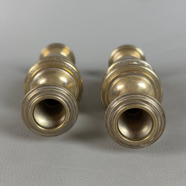 Vintage Triptych Vases with Amphora Silver Brass and Floral Embossment Roses, 1930s, Set of 2 For Sale - Image 6 of 9