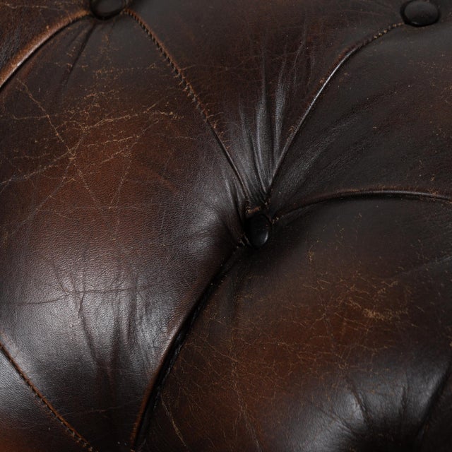 Pair, Chesterfield Brown Leather Armchair Club Chairs, Denmark Circa 1940-60 For Sale - Image 12 of 16