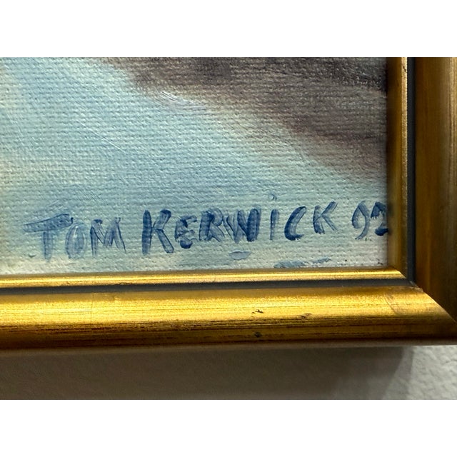 Textile Vintage Coastal O/C Painting by Thomas Kerwick (1923-2015) For Sale - Image 7 of 11