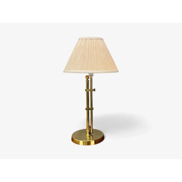 Bergboms, Swedish Modern, Brass, Fabric, Adjustable Table Lamp, Sweden, 1980s A model B131 adjustable brass table lamp...