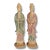 Pair of hand-carved wooden Guanyin figures rendered in classical robes with serene expressions and softly faded polychrome...