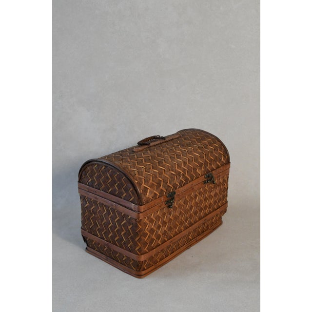 Vintage Woven Small Trunk For Sale - Image 4 of 5