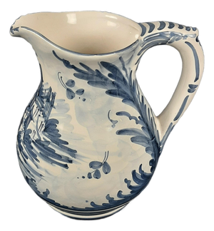 Majolica Jug with White and Blue Landscape, Houses and Flowers from Albissola, 1960s