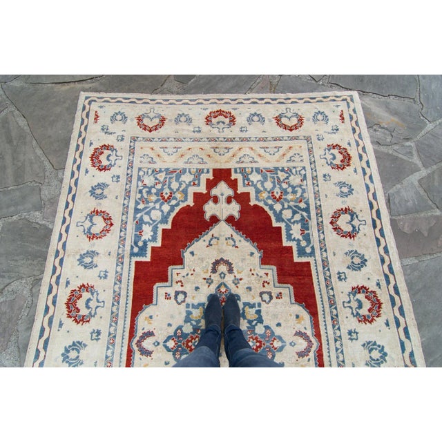 1930s Vintage Oushak Medallion Hand-Knotted Rug - 6’11” X 11’4” For Sale - Image 4 of 11