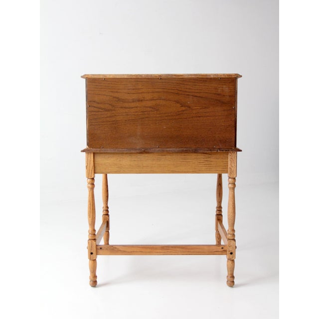 Vintage Oak Roll Top Secretary Desk For Sale - Image 11 of 17