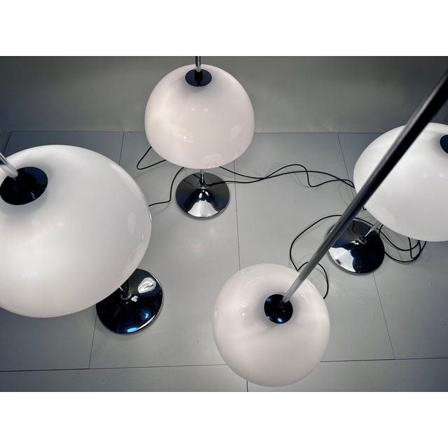 Height-Adjustable Mushroom Floor Lights with Chromed Tulip Bases by Frank Bentler for Wila Leuchten, West Germany, 1960s, Set of 4 For Sale - Image 18 of 18
