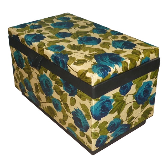 Laundry Box with Floral Upholstery, 1960s For Sale