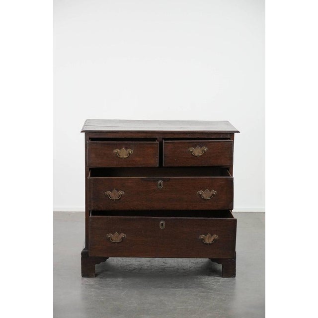 Antique English Oak Chest of Drawers, 18th Century For Sale - Image 3 of 17