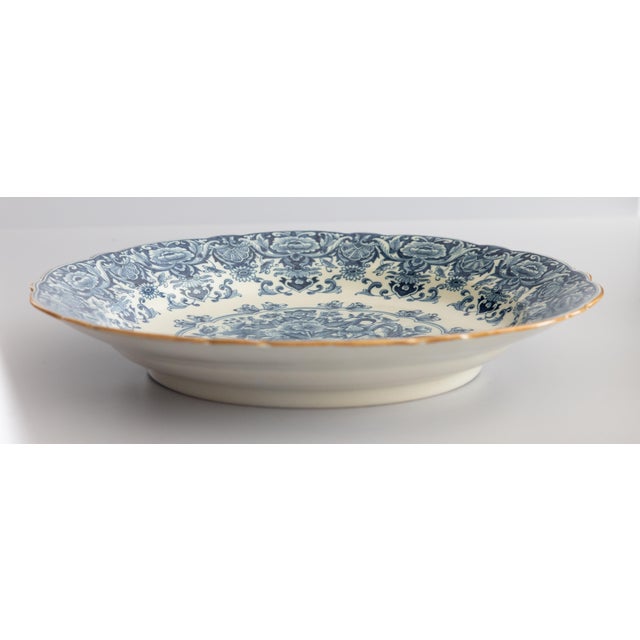 French Country Monumental Antique Dutch Delft Faience Makkum Floral Scalloped Charger For Sale - Image 3 of 9