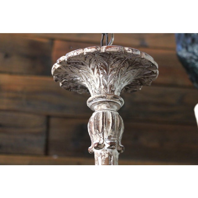 1940s Italian Rococo Revival Painted Wood & Gilt Wrought Iron 8-Light Chandelier For Sale In Los Angeles - Image 6 of 18