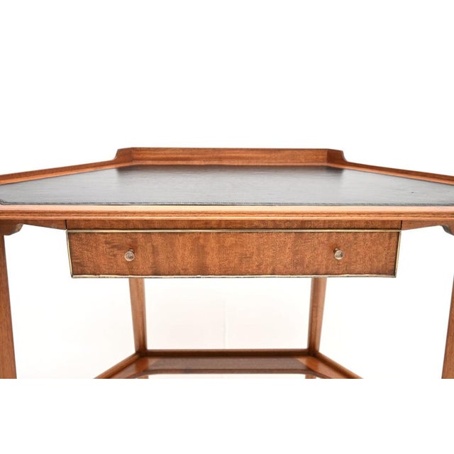 Vintage Corner Desk with Leather Top, 1960 For Sale - Image 10 of 11