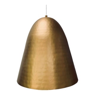 Contemporary Cb2 Hammered Brass Dome Pendant Light For Sale