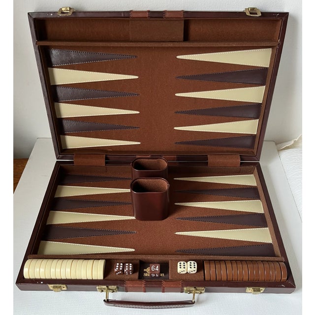 Mid-Century Modern Vintage Large 23". Backgammon Set-Bakelite Markers-Complete For Sale - Image 3 of 6