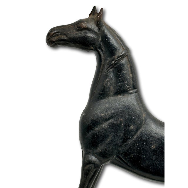 Black Vintage Dated 1938 "King's Genious" Famous Champion Show Horse Cast Iron Wedge Style Doorstop For Sale - Image 8 of 18