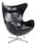 Egg Chair in Black Leather by Arne Jacobsen for Fritz Hansen, 1950s For Sale