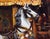 Carousel by Morgan Cameron | Oil on panel Horse on a carousel with decorative background For Sale