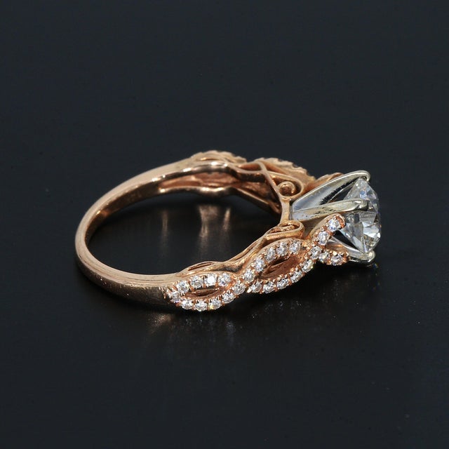 14k Rose Gold Engagement Ring With Diamond Center & Accent Stones - Size 4.75 For Sale In Phoenix - Image 6 of 6