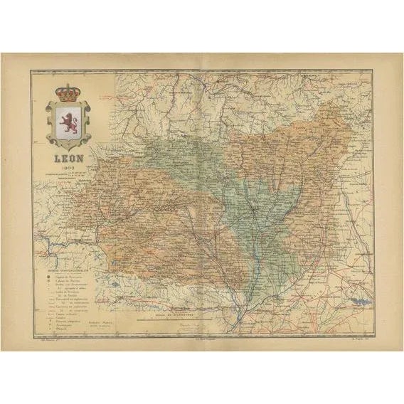 Paper Map of Castilla Y Leóns Mountainous Province, 1903 For Sale - Image 7 of 7