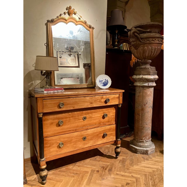 Traditional Italian Empire Cherrywood Chest of Drawers with Ebonized Columns For Sale - Image 3 of 13