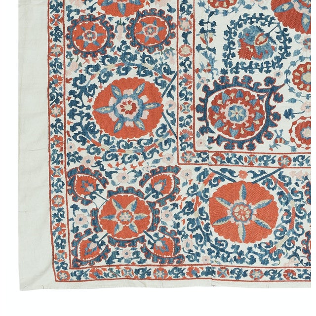 2020s 5x5 Ft Embroidered Silk Wall Hanging. Traditional Tablecloth. Decorative Bed Cover For Sale - Image 5 of 5