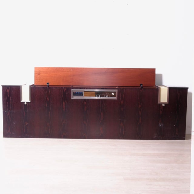 Italian Double Bed Headboard Equipped with Radio Lights and Bedside Tables, 1970s, Set of 3 For Sale - Image 12 of 15