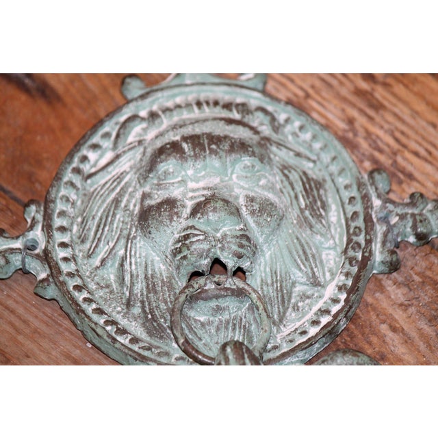 Lovely Antique Patinated Cast Iron Lion Door Knocker For Sale - Image 4 of 8