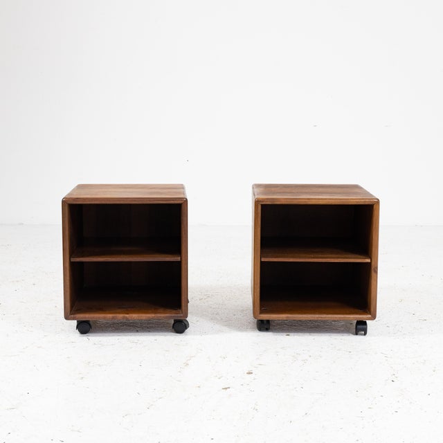 Black Bedside Tables on Wheels by Fabio Lenci for Bernini, 1960s, Set of 2 For Sale - Image 8 of 8