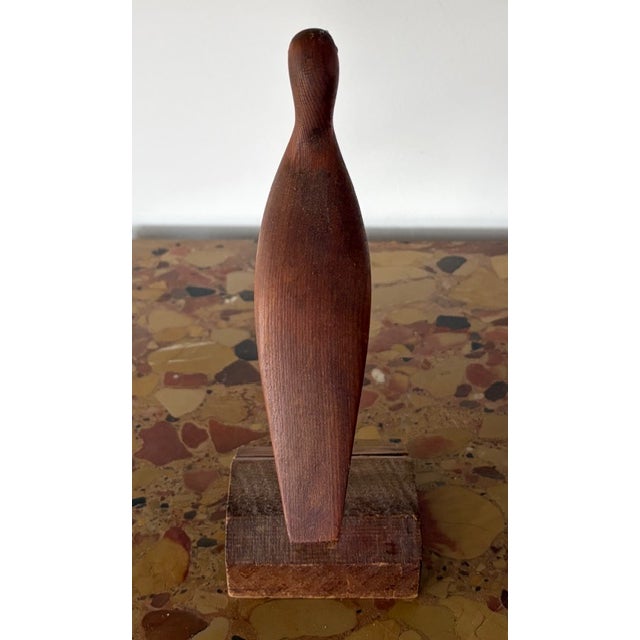 Vintage Hand Carved Wood Shorebird, Folk Art For Sale - Image 4 of 6