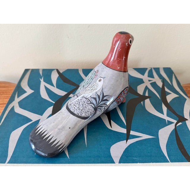 Ceramic 20th Century Mexican Folk Art Hand-Painted Tonalá Bird For Sale - Image 7 of 13