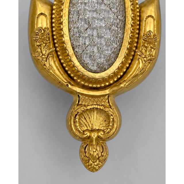 1970s French Maker Louis XVI Gold Bronze Wall Lamps Sconces-Pair For Sale - Image 10 of 13