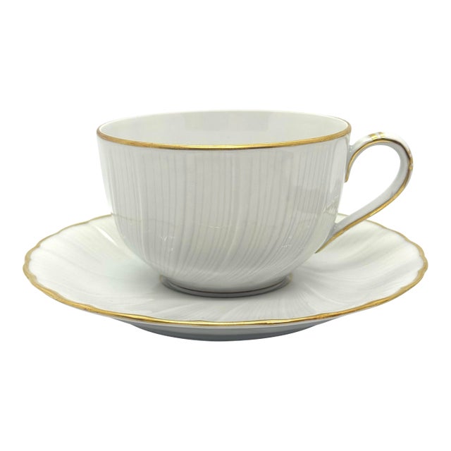 1980s Bernardaud Verlaine Tea Cup & Saucer Set For Sale