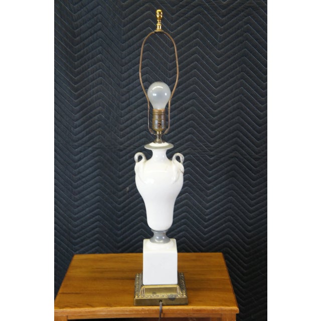Late 20th Century Vintage Hollywood Regency Porcelain Hand Painted Figural Swan Trophy Lamp For Sale - Image 5 of 13