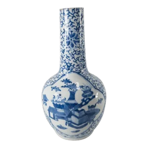 19th Century Chinese Blue and White Chinoiserie Vase