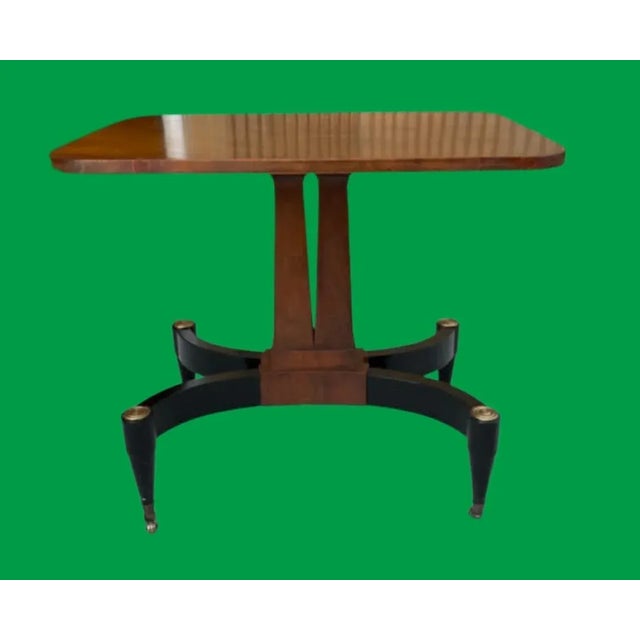 Brown Mid 20th Century H. Sacks and Sons Regency Style Accent Table on Brass Casters For Sale - Image 8 of 8