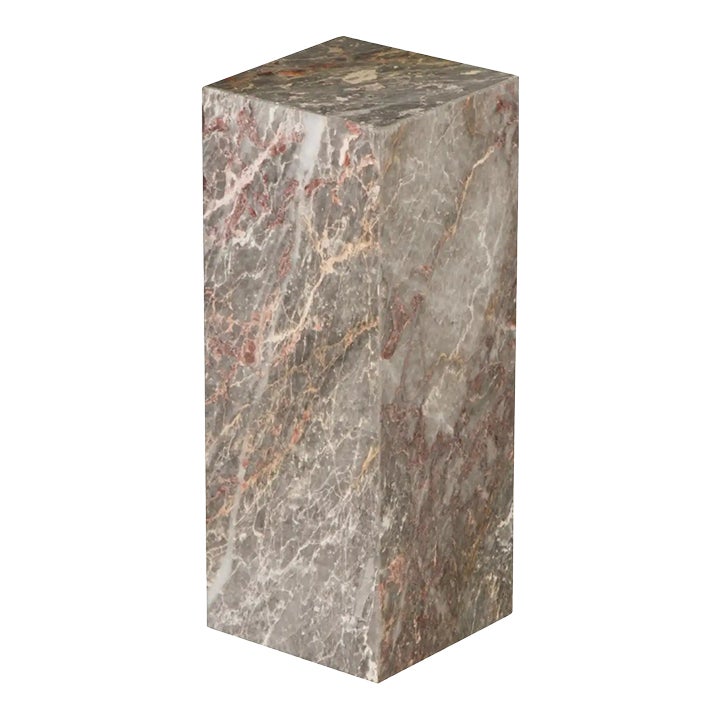 1980's Post-Modern Pink and Grey Exotic Marble Column Pedestal | Chairish
