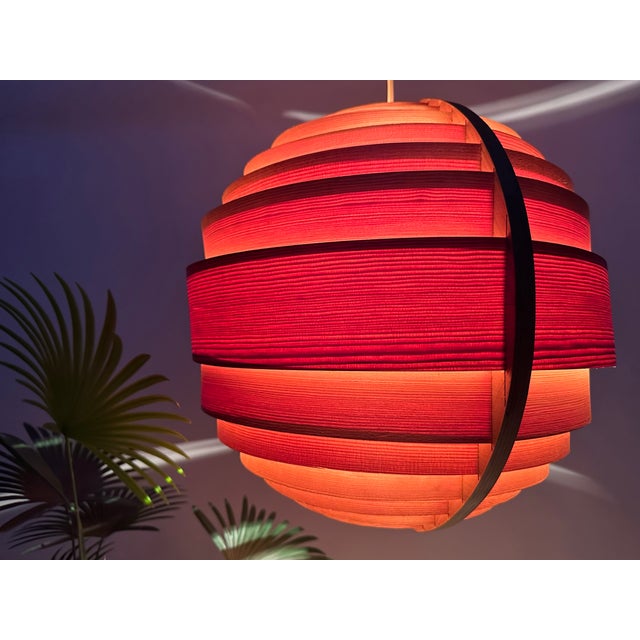 Wood Large Spherical Hanging Lamp in Pine Veneer by Hans-Agne Jakobsson for Ellyset, 1960s For Sale - Image 7 of 18