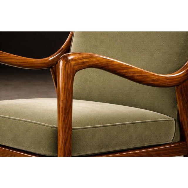 Green Pair of Sculptural Armchairs by Giuseppe Scapinelli in Caviúna Wood & Mohair, Brazil, 1950s For Sale - Image 8 of 15