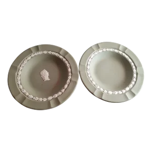 Vintage Wedgewood England Sage Ceramic Ashtrays- Set of 2
