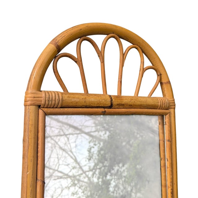 Franco Albini Vintage Bentwood Rattan Arched Wall Mirror For Sale - Image 4 of 12