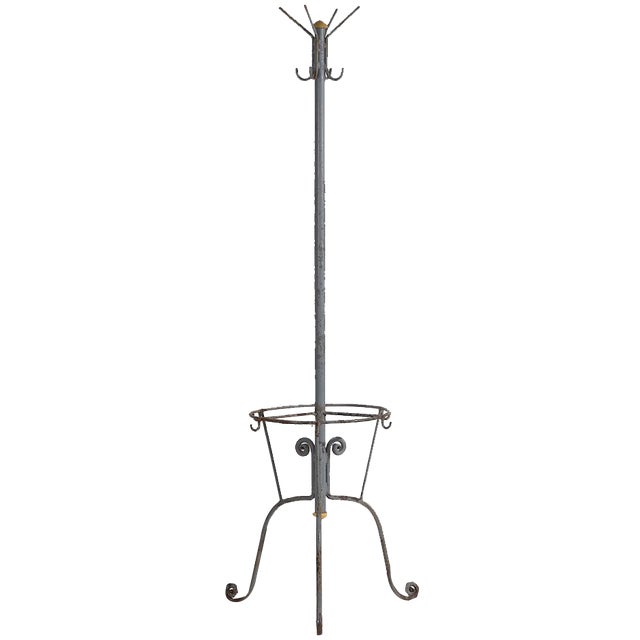 Vintage Iron Hall Coat Rack, 1920 For Sale