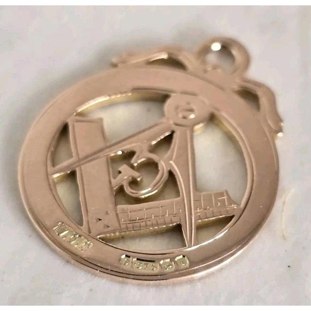 Davis 9ct Rose Gold Masonic Fob Pendant by William Oakley, 1908 For Sale - Image 16 of 18