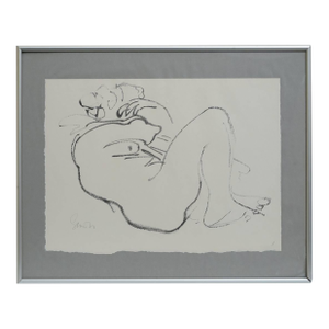 Sidney Simon (1917 - 1997) Ink Drawing of a Nude, Barnes Foundation, Sculptor, Framed