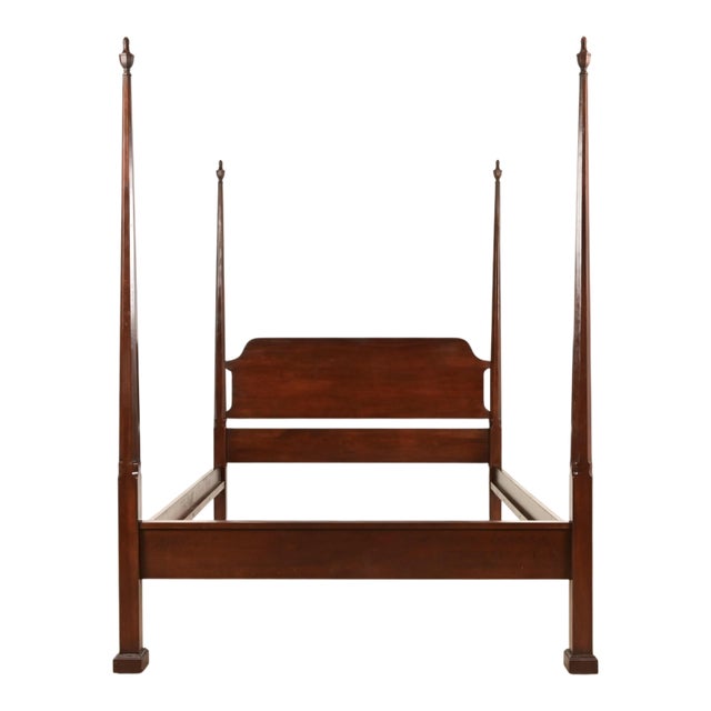 Harden Georgian Carved Solid Cherry Wood Queen Size Poster Bed For Sale