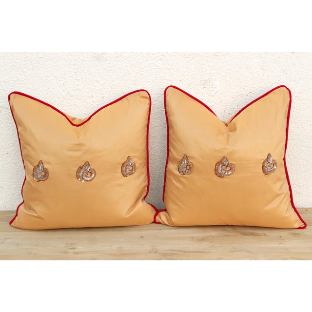 Pair of Ojas Zardozi Pillows For Sale - Image 4 of 7